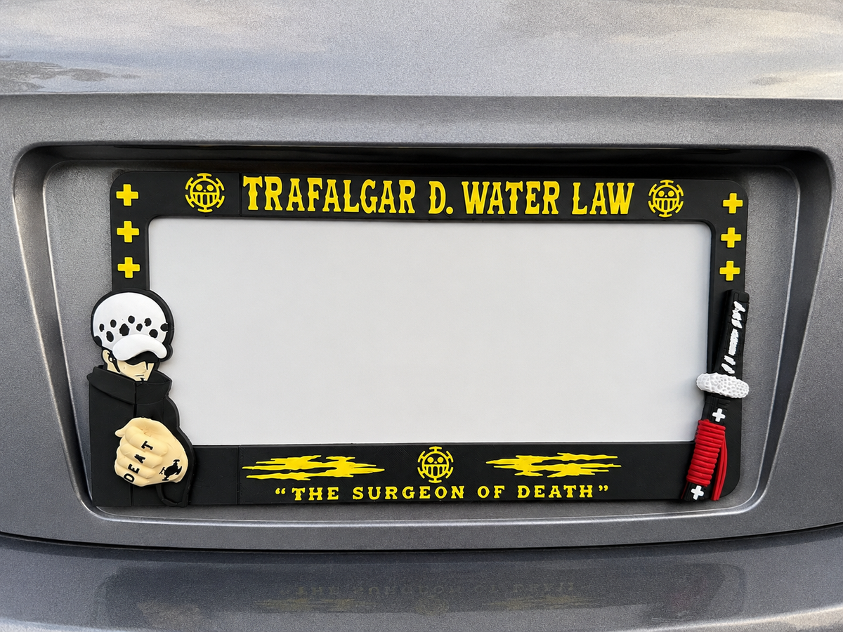 One Piece License Plate 3D Printed Over Metal Frame