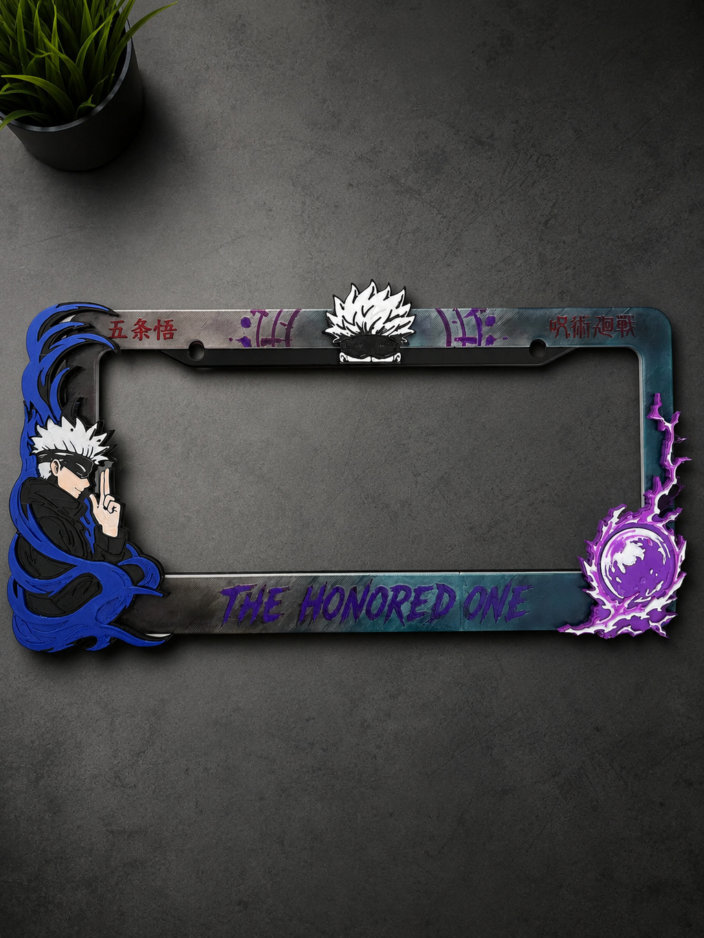 3D Printed GO.J.O Saru License Plate Metal Frame –HandPainting- Unique Car Mod Accessory, Custom Gift for Car Show, Gift for Him for Her