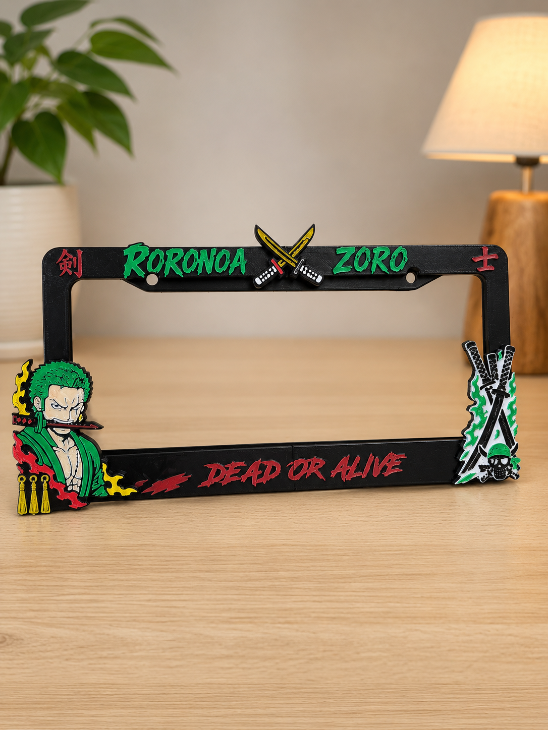 One Piece License Plate 3D Printed Over Metal Frame