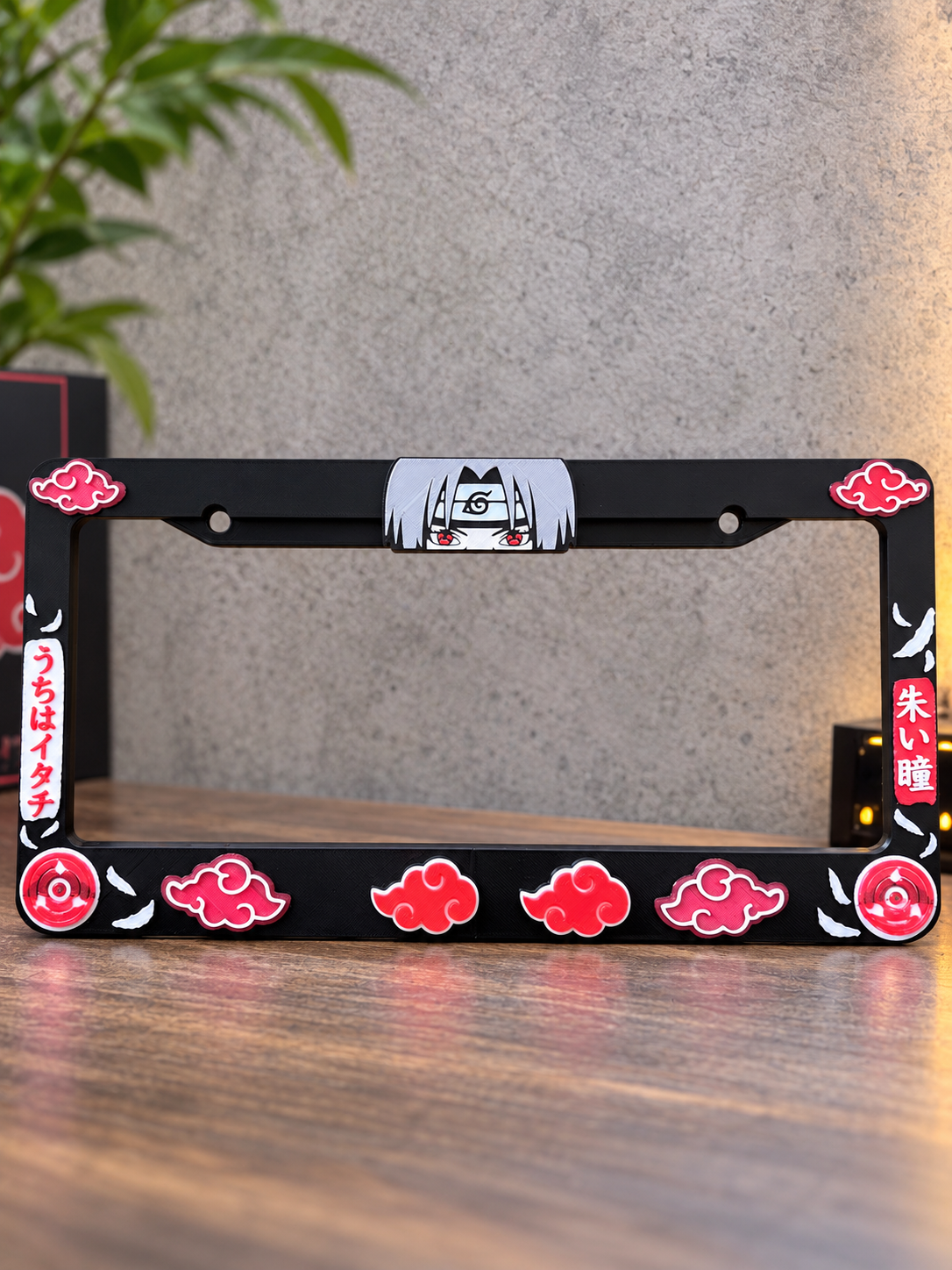 3D Printed Inspired Anime Red Cloud License Plate Metal Frame – Unique Car Mod Accessory, Custom Gift for Car Show