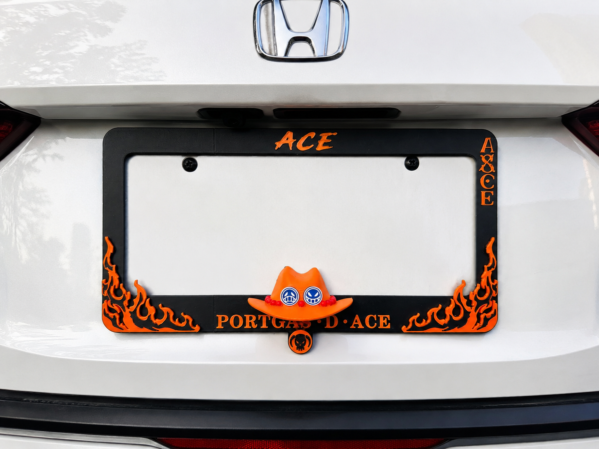 One Piece License Plate 3D Printed Over Metal Frame