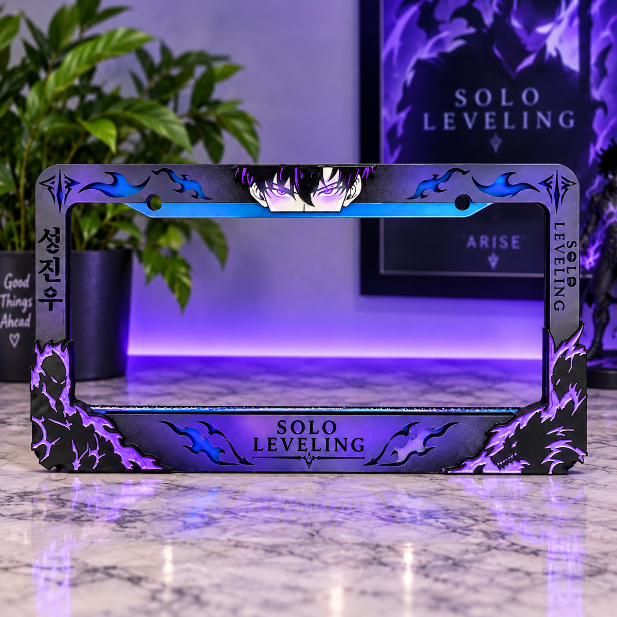 3D Printed Inspired Shadow Monarch Leveling License Plate Metal Frame – Unique Car Mod Accessory, Custom Gift for Car Show, Gift for Him for