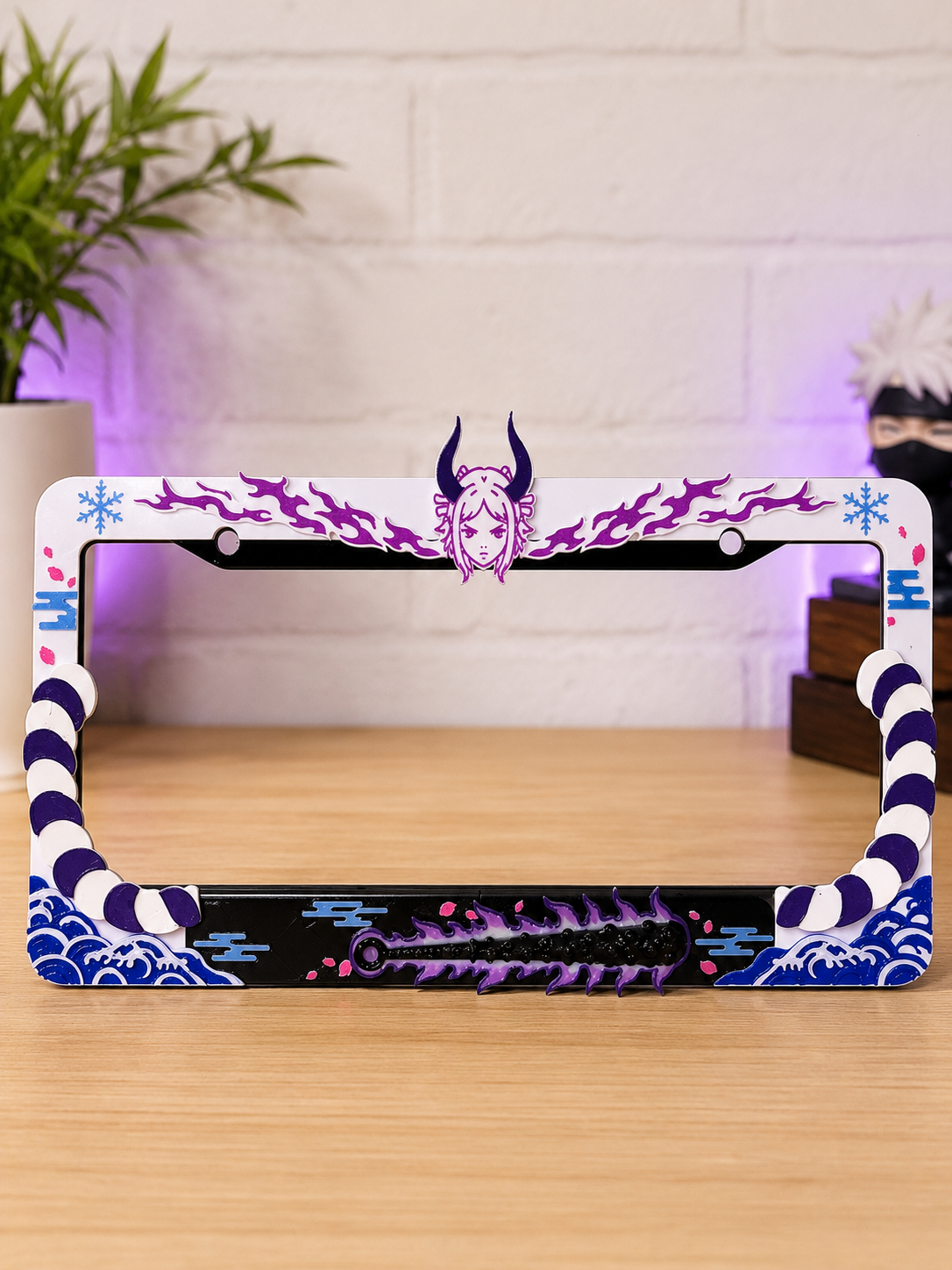 One Piece License Plate 3D Printed Over Metal Frame