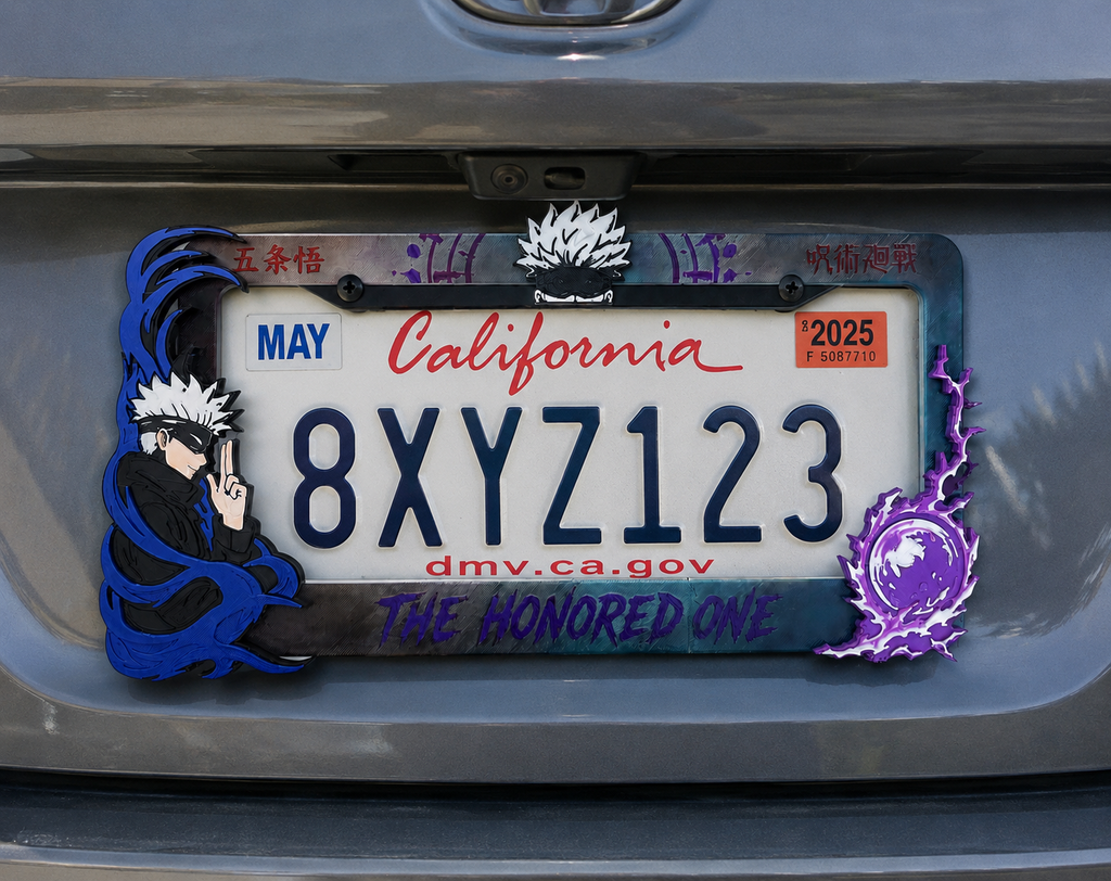 3D Printed GO.J.O Saru License Plate Metal Frame –HandPainting- Unique Car Mod Accessory, Custom Gift for Car Show, Gift for Him for Her