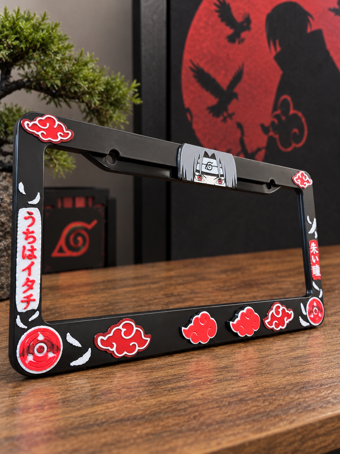 3D Printed Inspired Anime Red Cloud License Plate Metal Frame – Unique Car Mod Accessory, Custom Gift for Car Show