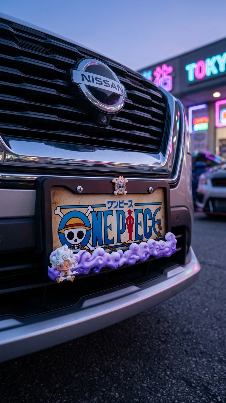 One Piece License Plate 3D Printed Over Metal Frame