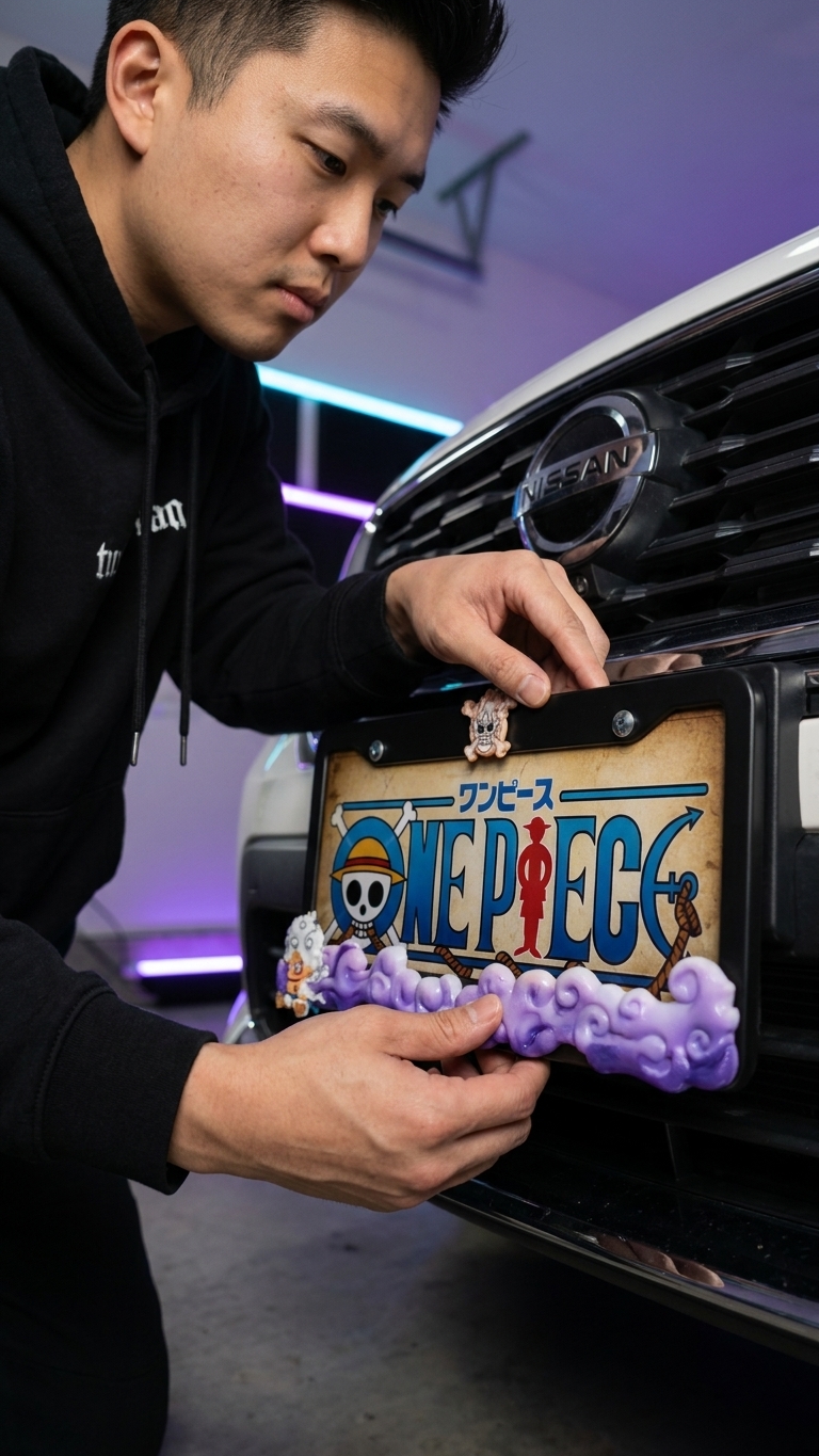 One Piece License Plate 3D Printed Over Metal Frame